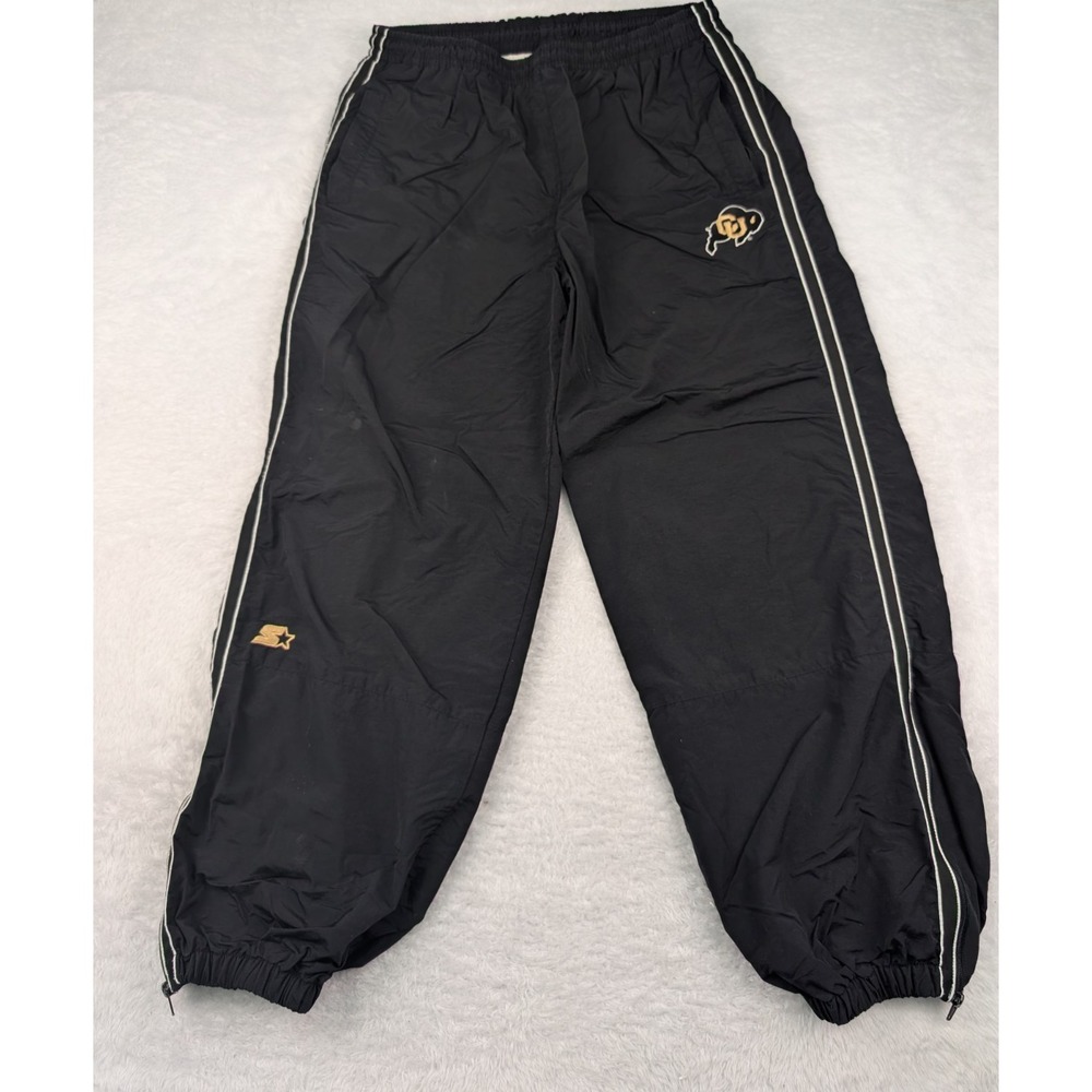 VTG Starter CO Buffalos Joggers Pants Men's L Black Lined Track Baggy *Stains
